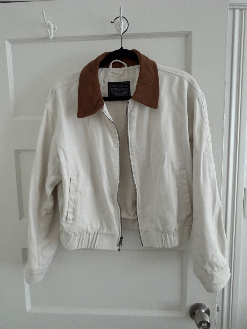 Levi’s Classic Cream Bomber Jacket with Brown Collar